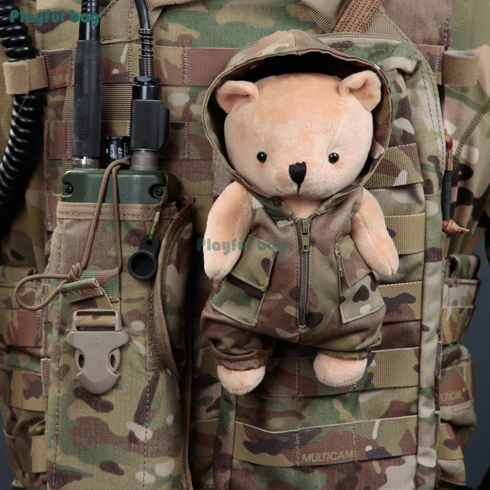 Pareja táctica de oso con ropa de camuflaje, oso de estilo militar, muñeca, caza, Airsoft, mochila deportiva, decoración colgante NA39 - imagen 2