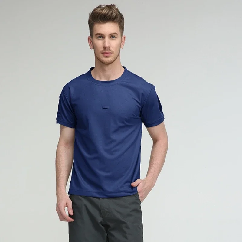Camisetas de manga corta para hombre, camisetas informales transpirables de secado rápido, elásticas para correr al aire libre y senderismo, Verano - imagen 5
