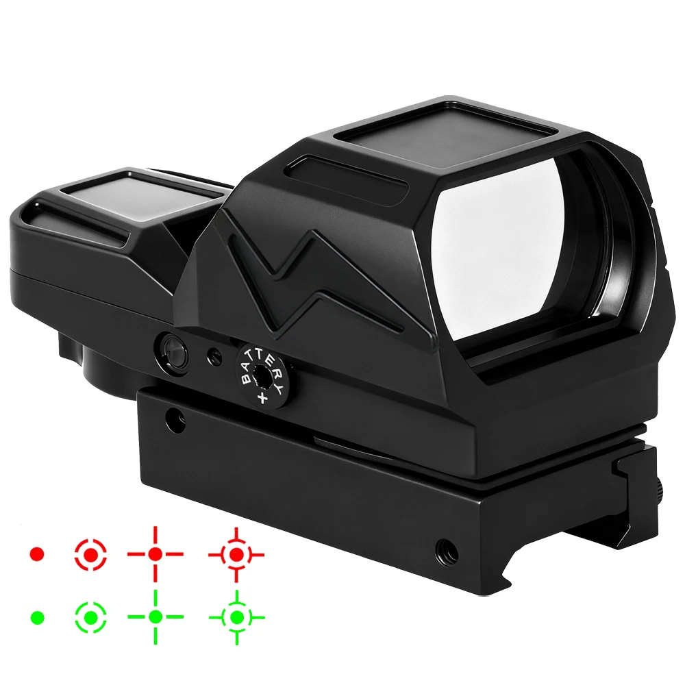 Mira táctica de punto rojo para caza, mira réflex de punto rojo y verde, mira de Rifle de 4 retículas para rieles Picatinny de 20mm, accesorio de caza