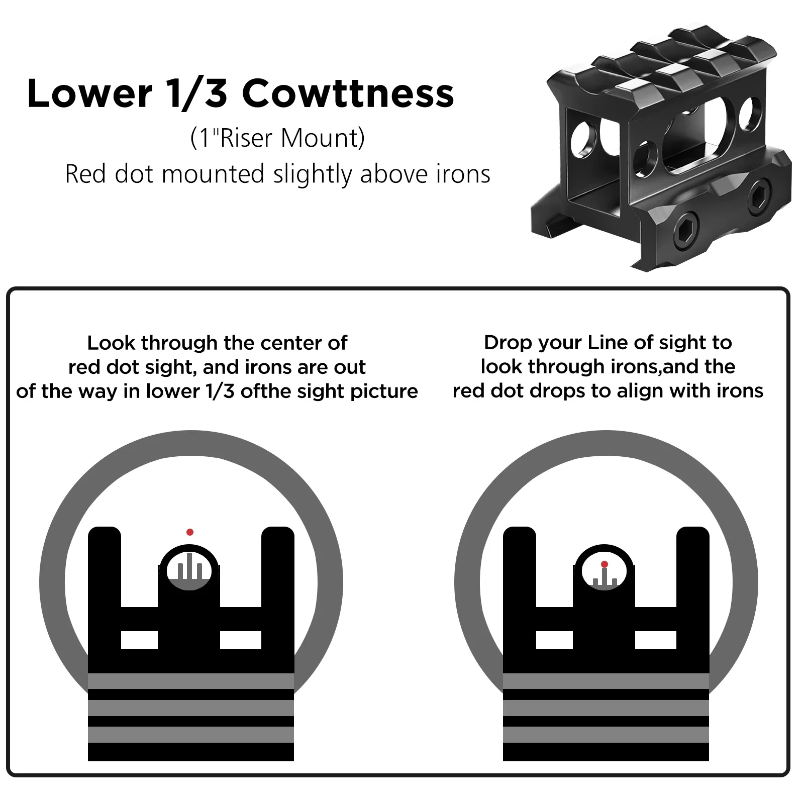 Mira réflex de punto rojo 2MOA con soporte elevador, mira de caza, mira para Rifle - imagen 5