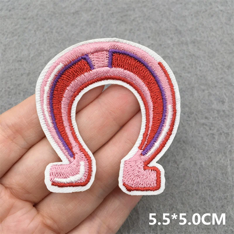 Parches de vaquero occidental rosa para planchar para ropa, parches bordados, apliques para ropa, pegatinas de costura de rayas de dibujos animados - imagen 5