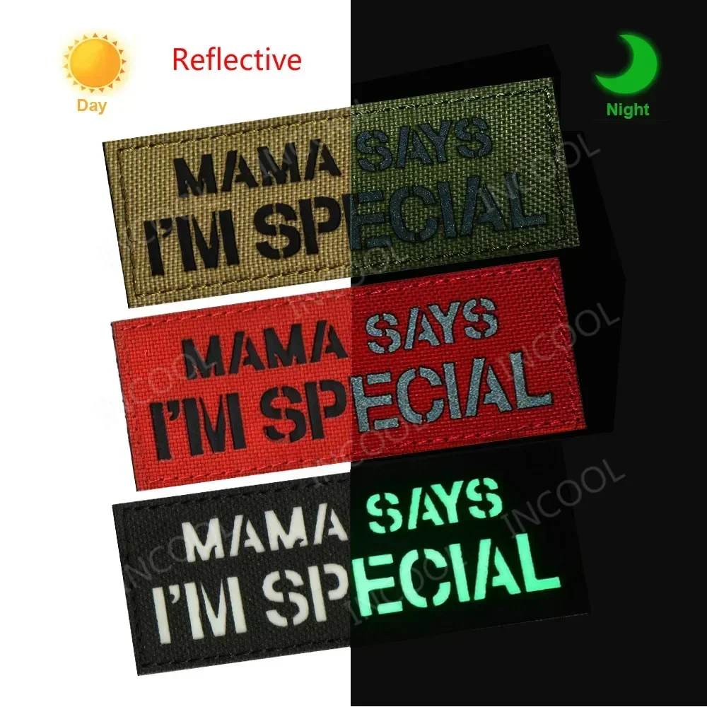 Parches bordados especiales para mamá, color blanco y negro, reflectantes luminosos, palabras, apliques de goma de PVC, insignias para ropa - imagen 5