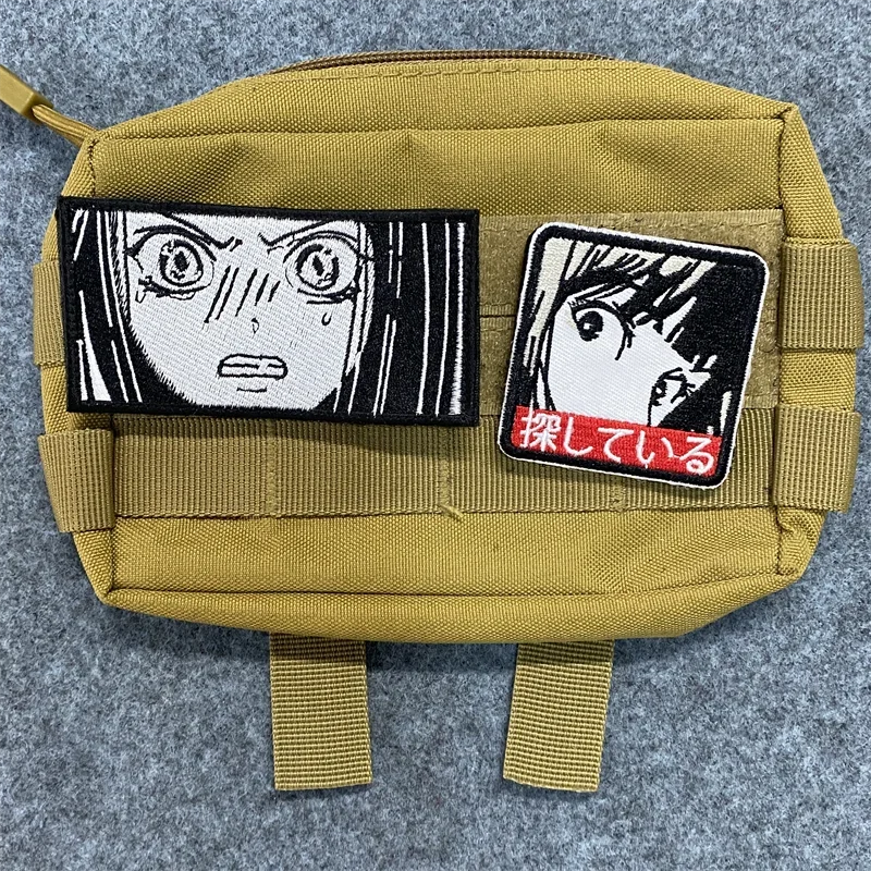 Parche bordado de chica de Anime japonés, pegatinas de ojo de niña, apliques de brazalete para ropa, parches de decoración de mochila de gancho y bucle - imagen 2