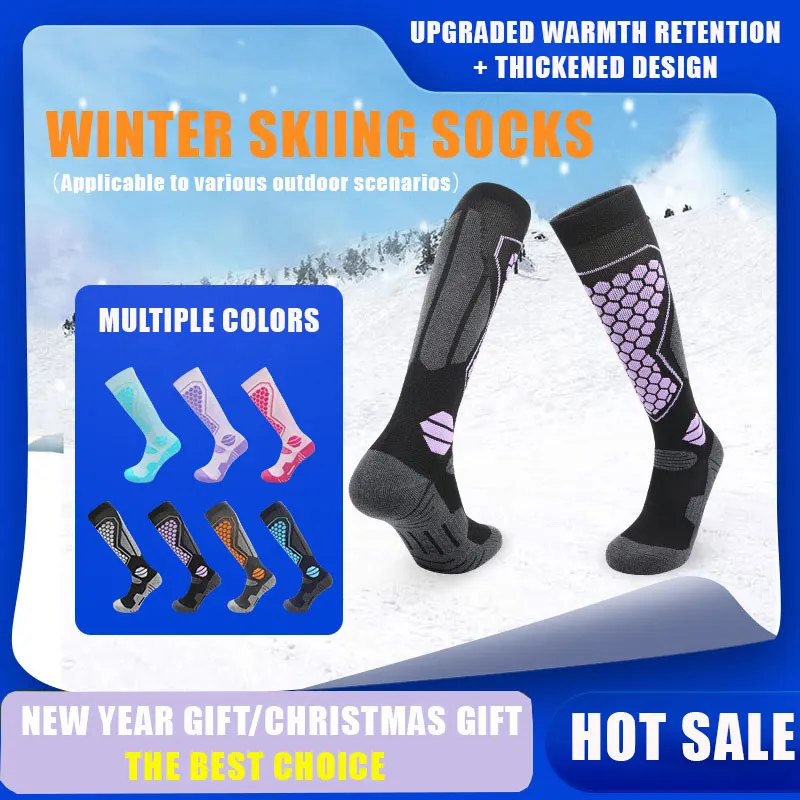 JSJM esquí invierno calcetines térmicos cálidos deportes al aire libre senderismo medias transpirables Snowboard engrosado adultos calcetines de esquí para hombres y mujeres