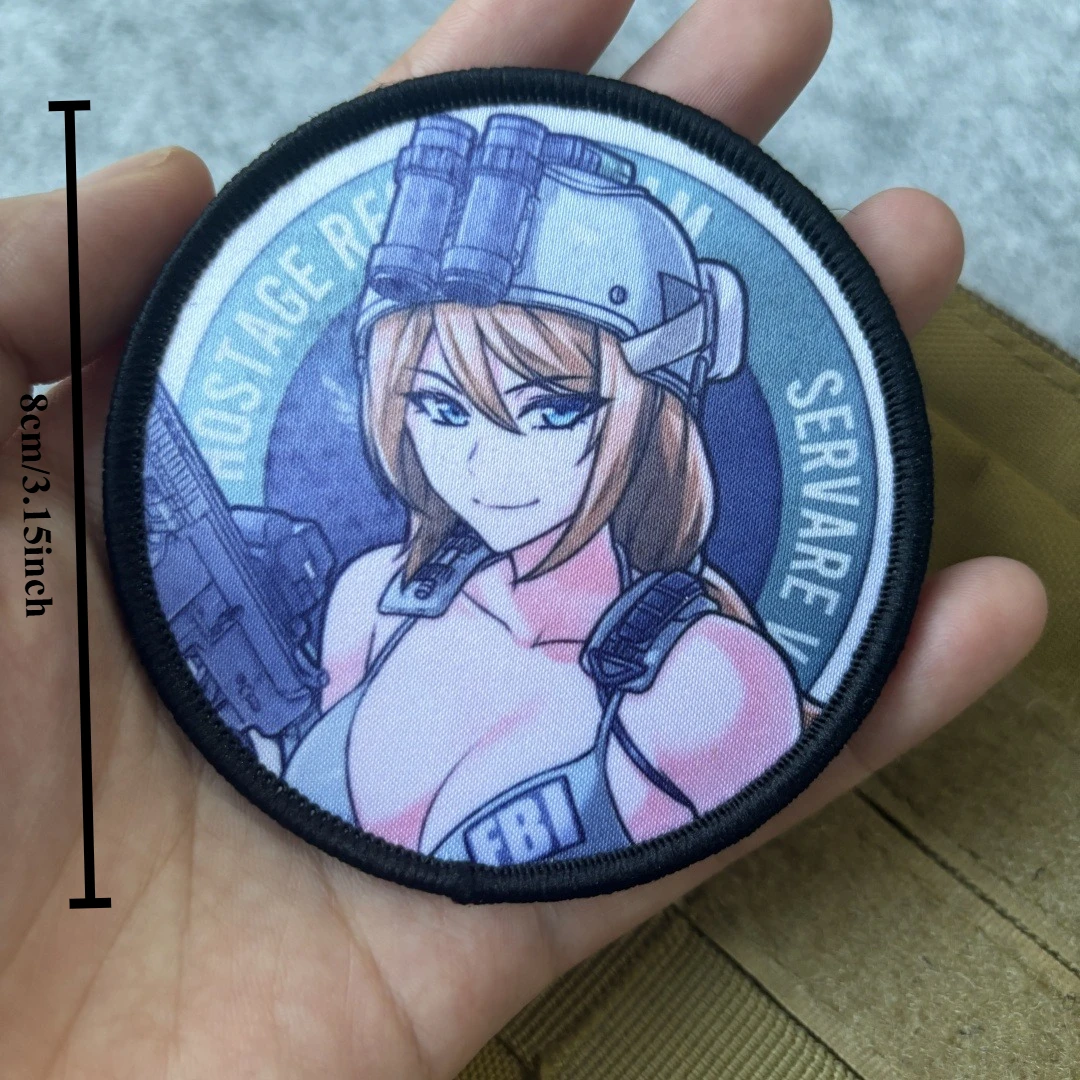 Parche táctico de Chica de Anime para niñas, parches impresos con gancho y bucle, brazalete, insignia de moral militar, mochila, pegatinas para ropa - imagen 4