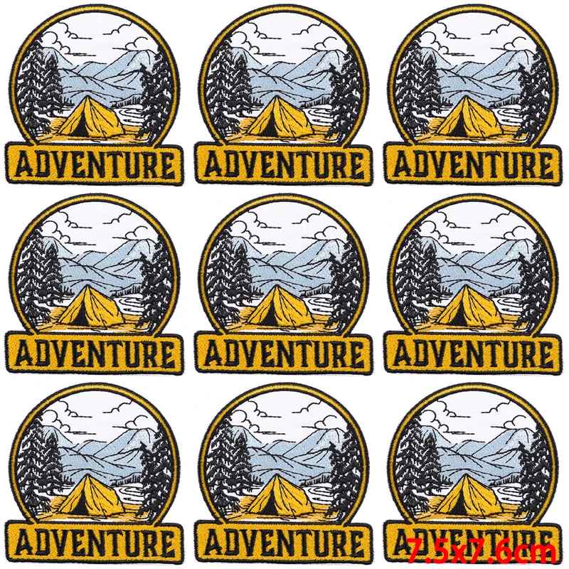 10 unids/lote parche para exteriores en el desierto parches para planchar para ropa aventura Camping parches bordados en ropa parche Fusible - imagen 3