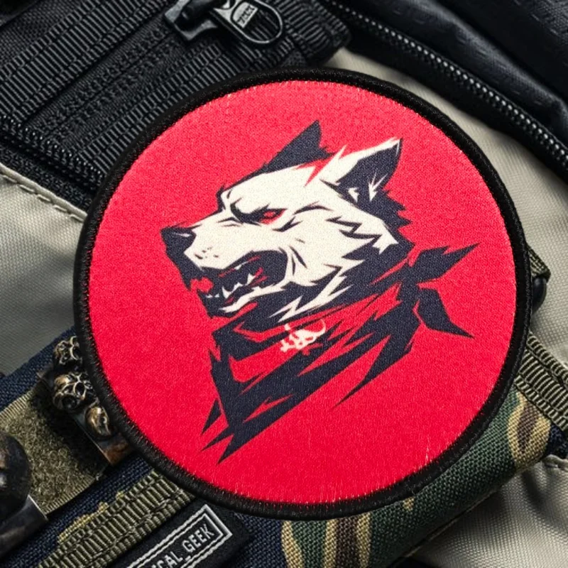 Parche con estampado de cabeza de lobo relámpago, chaleco táctico, insignia de moral con gancho y bucle, pegatina decorativa para mochila, parches para brazalete para ropa - imagen 4