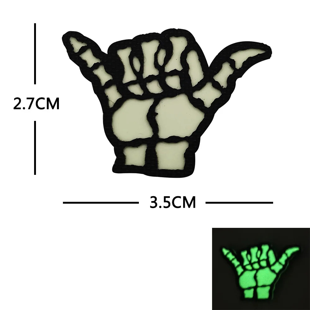Reflejo infrarrojo corte láser sello mágico gesto esqueleto 666 parches morales luminosos parches militares para parche de ropa - imagen 4