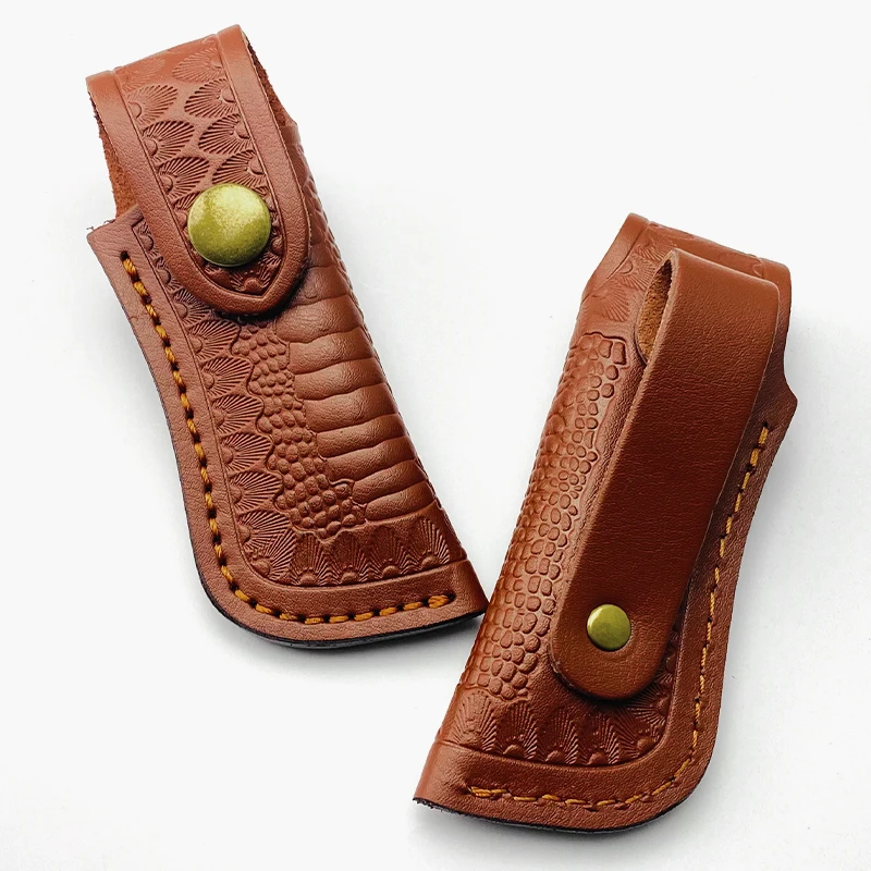 1 pieza de cuero de vaca para exteriores, hoja plegable, funda para cuchillo, funda de piel de vaca, funda para vaina, patrón tallado, bolsa de almacenamiento, funda para pantalones - imagen 5