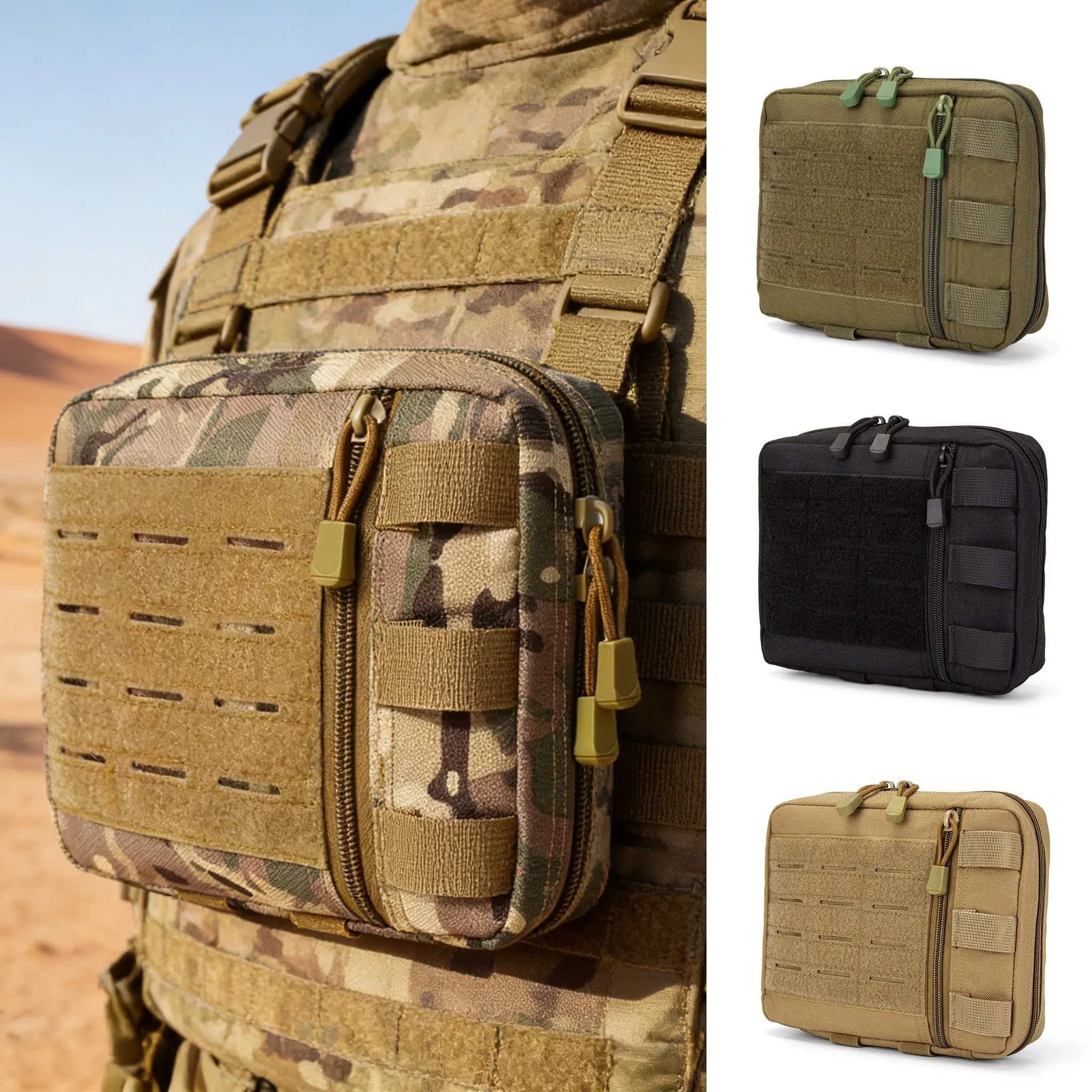 Riñonera EDC para exteriores, bolsa de herramientas MOLLE, monedero pequeño, accesorios para ciclismo, camping y caza, botiquín de primeros auxilios médicos - imagen 5