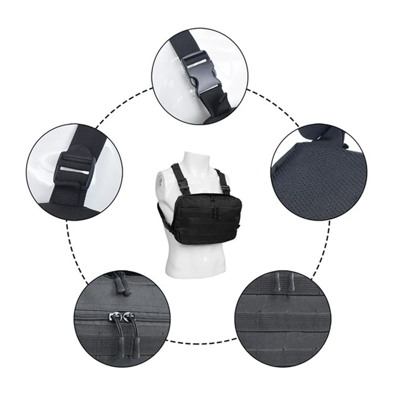 Bolsa táctica Molle para el pecho, bolsa de accesorios para chaleco Airsoft para caza al aire libre, bolsa de pecho funcional de tela Oxford - imagen 2