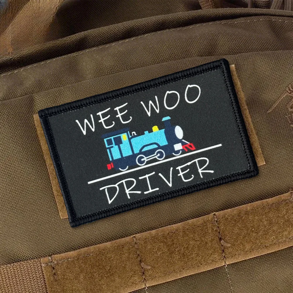Parche táctico de moral de ingeniero de tren Wee Woo, parche divertido de gancho y bucle, insignia militar, brazalete, pegatinas para mochila - imagen 5