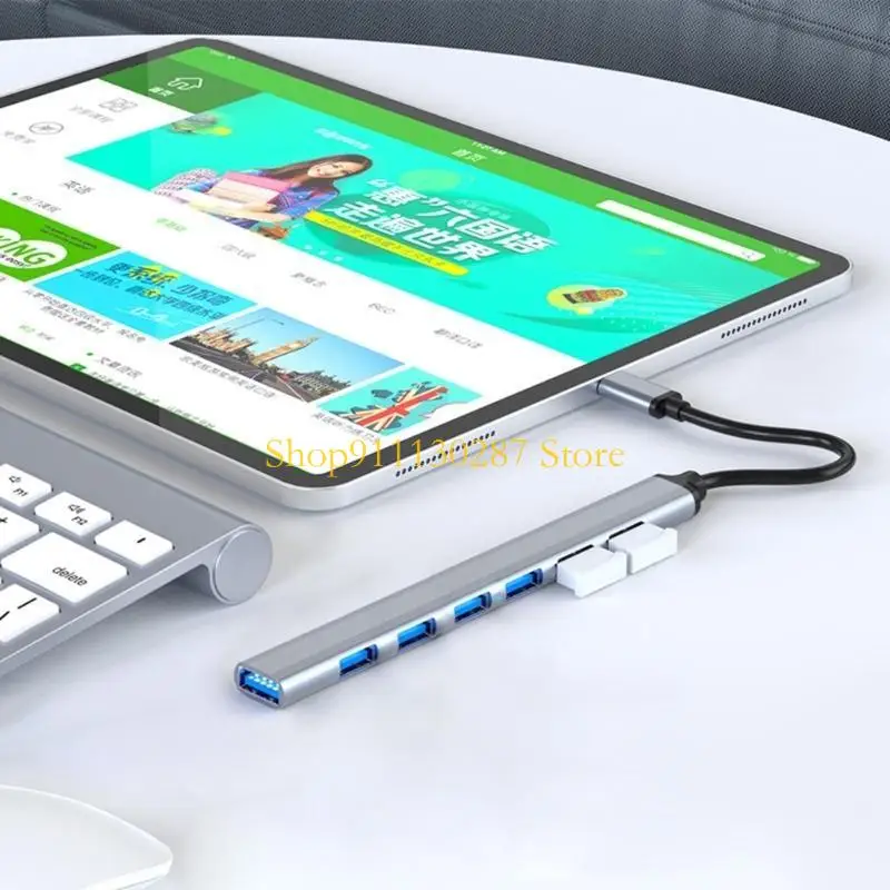 J1HC 1 a 7 USB HUB Extender Adaptador divisor USB estación acoplamiento USB3.0 velocidad - imagen 2