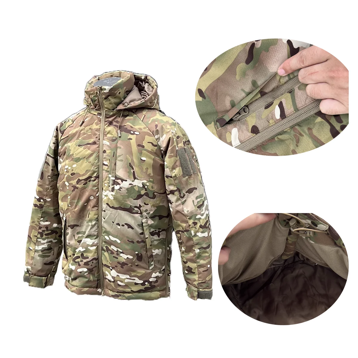 Chaqueta de algodón táctica caza cálido resistente al frío al aire libre invierno abrigo grueso abrigos con capucha rompevientos