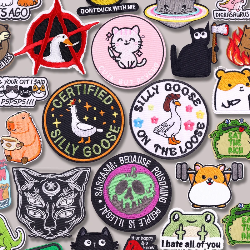Nuevos parches bordados de dibujos animados/animales, parche de rana de gato y pato, parches para planchar para ropa DIY, chaquetas, sombreros, mochila, pegatinas para coser - imagen 2