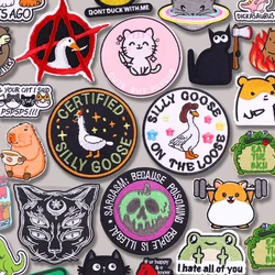 Nuevos parches bordados de dibujos animados/animales, parche de rana de gato y pato, parches para planchar para ropa DIY, chaquetas, sombreros, mochila, pegatinas para coser