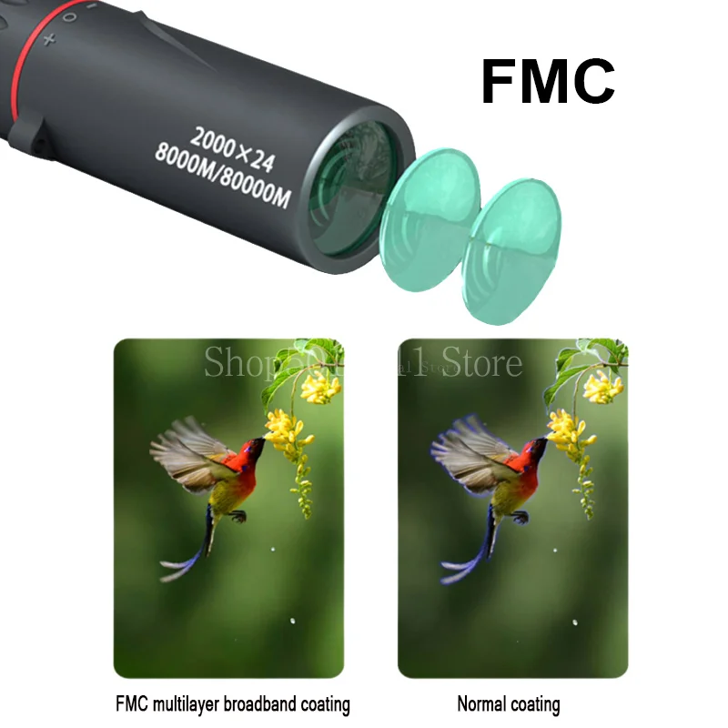 Telescopio Monocular portátil para teléfono móvil, minitelescopio HD de 2000x24 con soporte para acampar al aire libre, caza y observación de aves - imagen 4