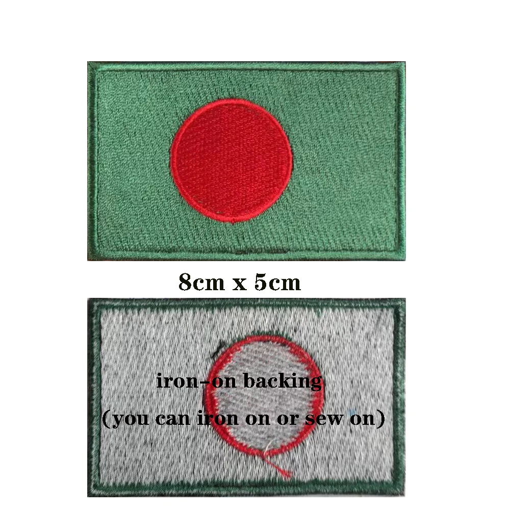 Parches de la bandera de Bangladesh, parche bordado con banda para el brazo, gancho y lazo, insignia bordada para planchar, raya militar, 1 unidad - imagen 2