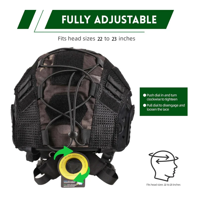 Casco Protector Táctico FAST Casco Táctico Ajustable con Bolsa para Batería y Cubierta para Airsoft, Cosplay, Equipo Militar - imagen 3