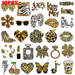 Parche termoadhesivo bordado leopardo retro labios y corazón