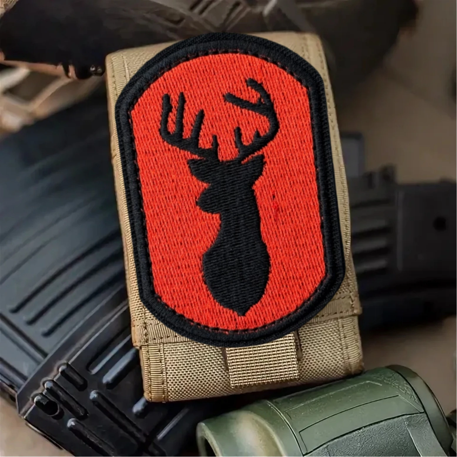 Parche de cazador de ciervos, apliques personalizados de moral bordado, pistola táctica, parches militares de gancho y bucle para ropa, pegatina para mochila