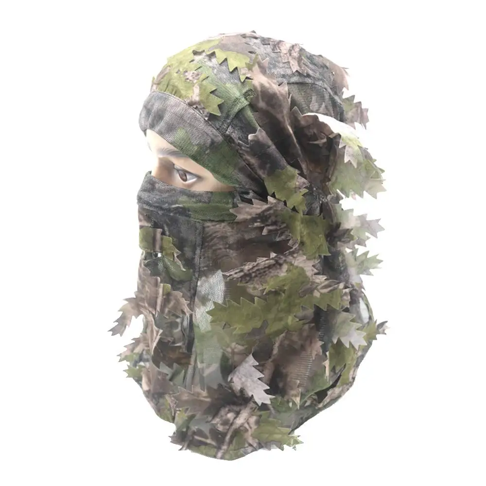 Ghillie sombrero de camuflaje con hojas, Boonie, máscara facial completa 3D, sombreros tácticos, accesorios de caza, cazador de camuflaje de Turquía - imagen 2