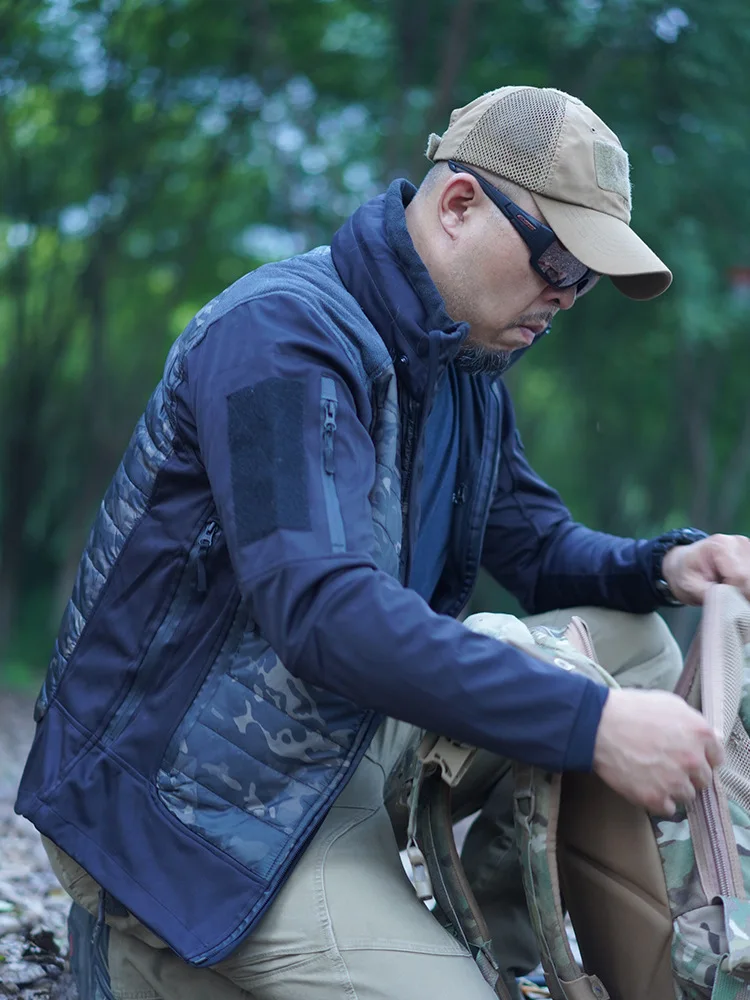 Traje de senderismo de algodón de doble cara para exteriores, impermeable y ajustado, chaqueta de camuflaje de invierno y resistente al frío - imagen 5