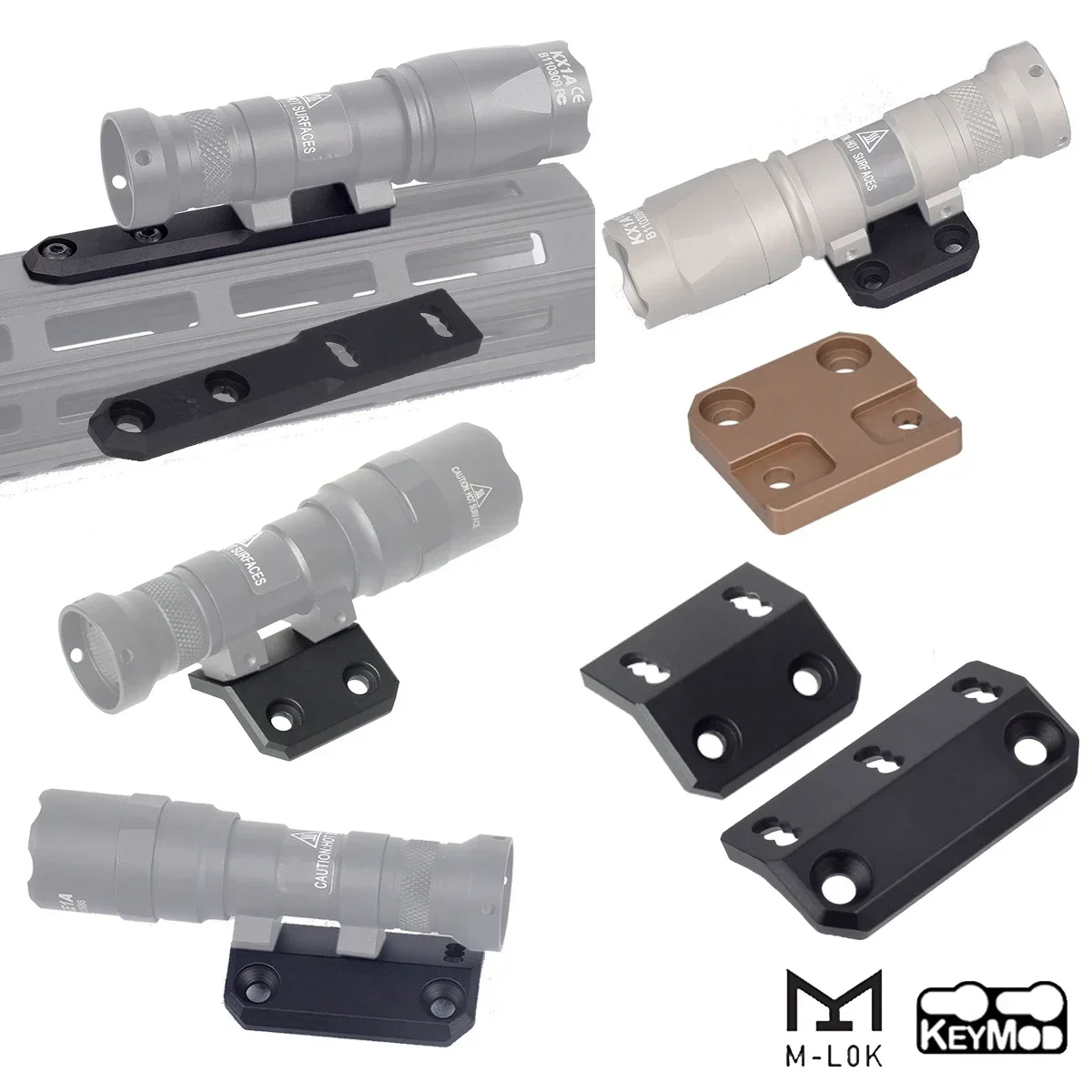 Montaje compensado táctico Metal Surefire M300 M600 linterna M LOK KEYMOD Base Airsoft ARIS serie 20mm Rail SF caza explorador luz - imagen 4