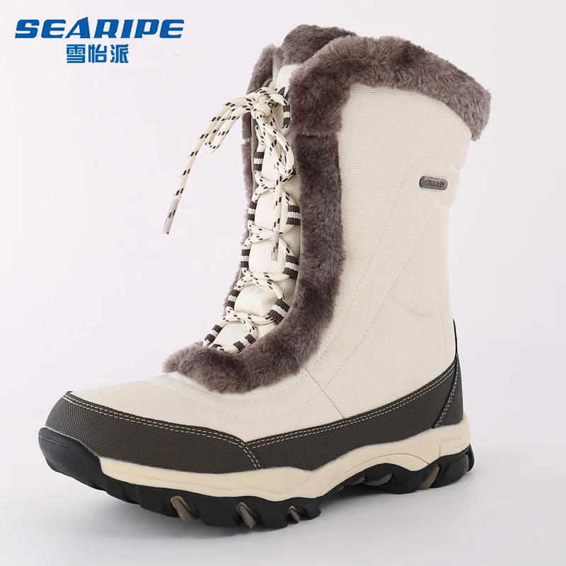 Zapatos de senderismo resistentes al frío para mujer, botas de nieve altas de invierno, zapatos de Treeking de cuero impermeables, zapatillas de caza y Camping - imagen 3
