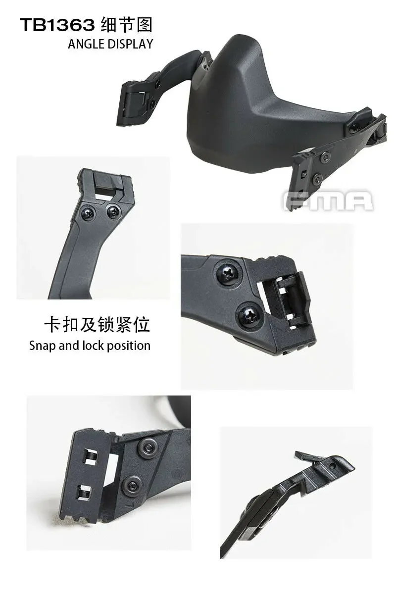Máscara de media cara con brazo plegable y riel táctico FMA para casco, protección Universal - imagen 4