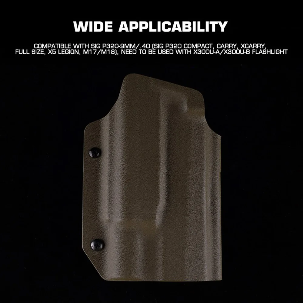 Lightweight Kydex funda para Sig P320 /.40/CARRY/Full Size/LEGION/M17/M18 Militar 9mm Mag Airsoft funda con linterna X300u - imagen 2