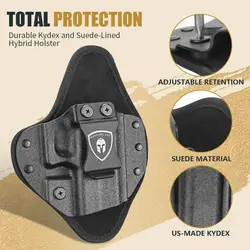 Funda Universal IWB para Glock 17,19,43X MOS,P320,G2C, M&P M2.0,Springfield,CZ y más,Kydex+Nylon de transporte oculto, mano derecha