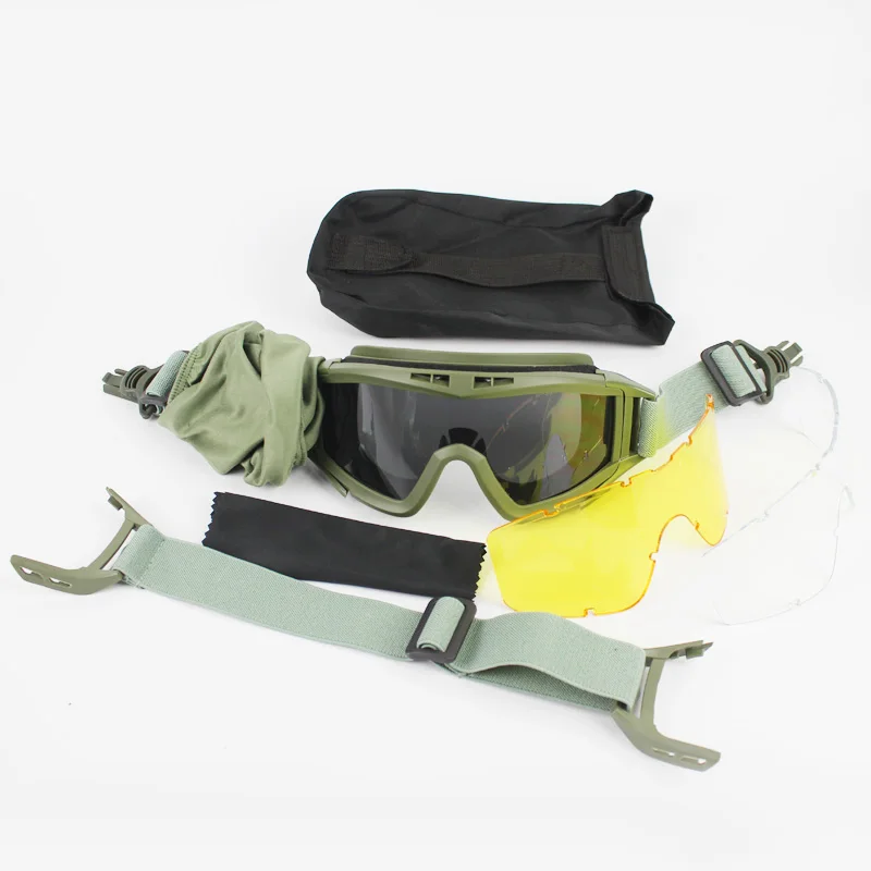 Gafas protectoras de montaje en riel para casco táctico con diadema ajustable y 3 lentes intercambiables para cascos FAST MICH IBH AF - imagen 5