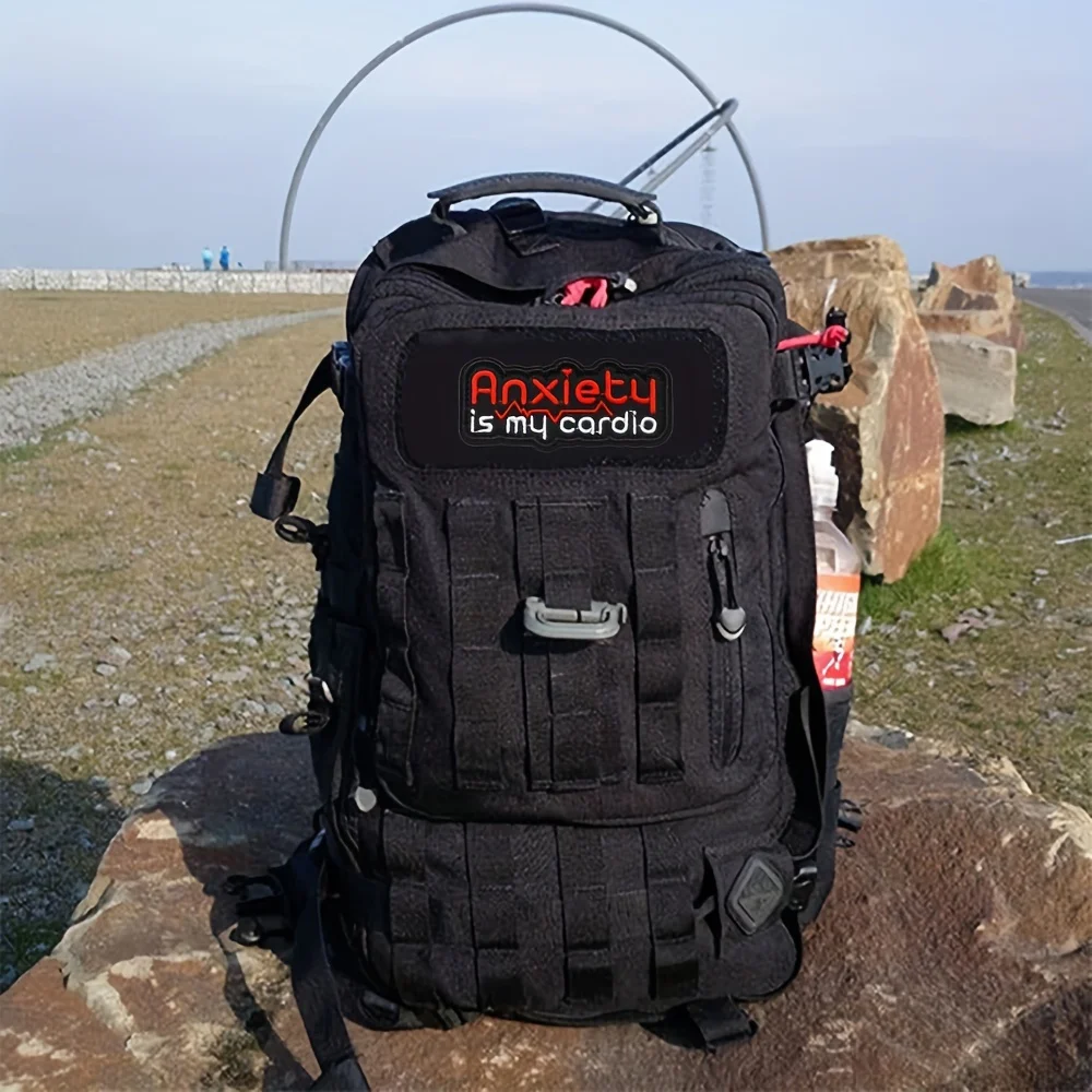 parches velcro mochila tácticos de bordados "ansiedad" divertido humor Meme bordado Velcros parche gancho bucle insignia de moral táctica, bordado para mochilas Molle, chaquetas - imagen 4