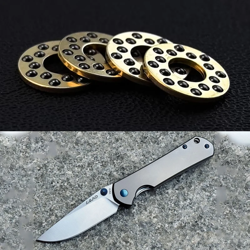 Cuchillo plegable con marco de latón, aleta de bola de cerámica personalizada, arandelas de rodamientos de apertura rápida para cuchillos Sanrenmu 812, accesorios de repuesto