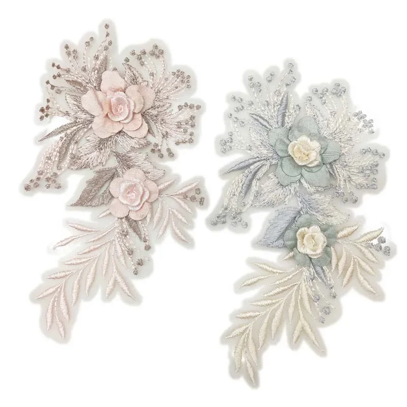 Parches de ropa con calcomanías de flores 3d, apliques de encaje de tela, bordado, suministros de costura, decoración para vestido, ropa, 22x12CM - imagen 3
