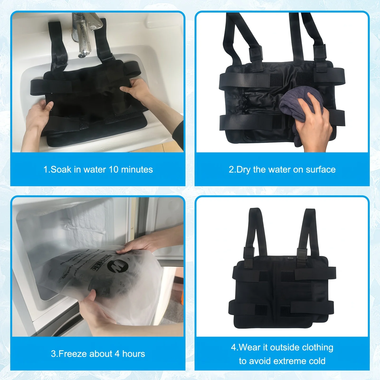 Chaleco de bolsa de hielo refrescante absorbente de agua, prevención de golpes de calor, compresa de hielo, ropa exterior, chaleco de ciclismo para exteriores de alta temperatura - imagen 3