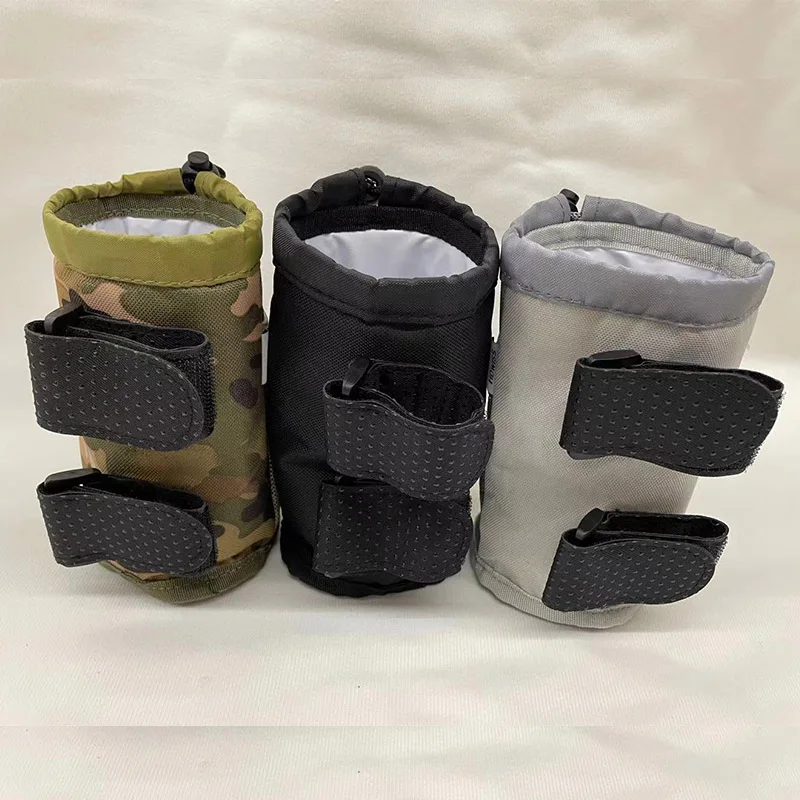 Bolsa táctica para botella de agua, bolsa de almacenamiento con cordón, aislamiento térmico, soporte para taza de carrito, hervidor de agua, bolsillo de almacenamiento para bicicleta al aire libre - imagen 5