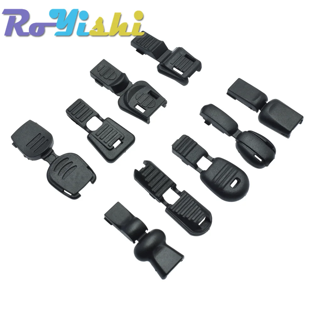 10 unids/pack tirador de cremallera extremos de cordón para Paracord y cable punta de sujeción bloqueo de cable plástico negro - imagen 3