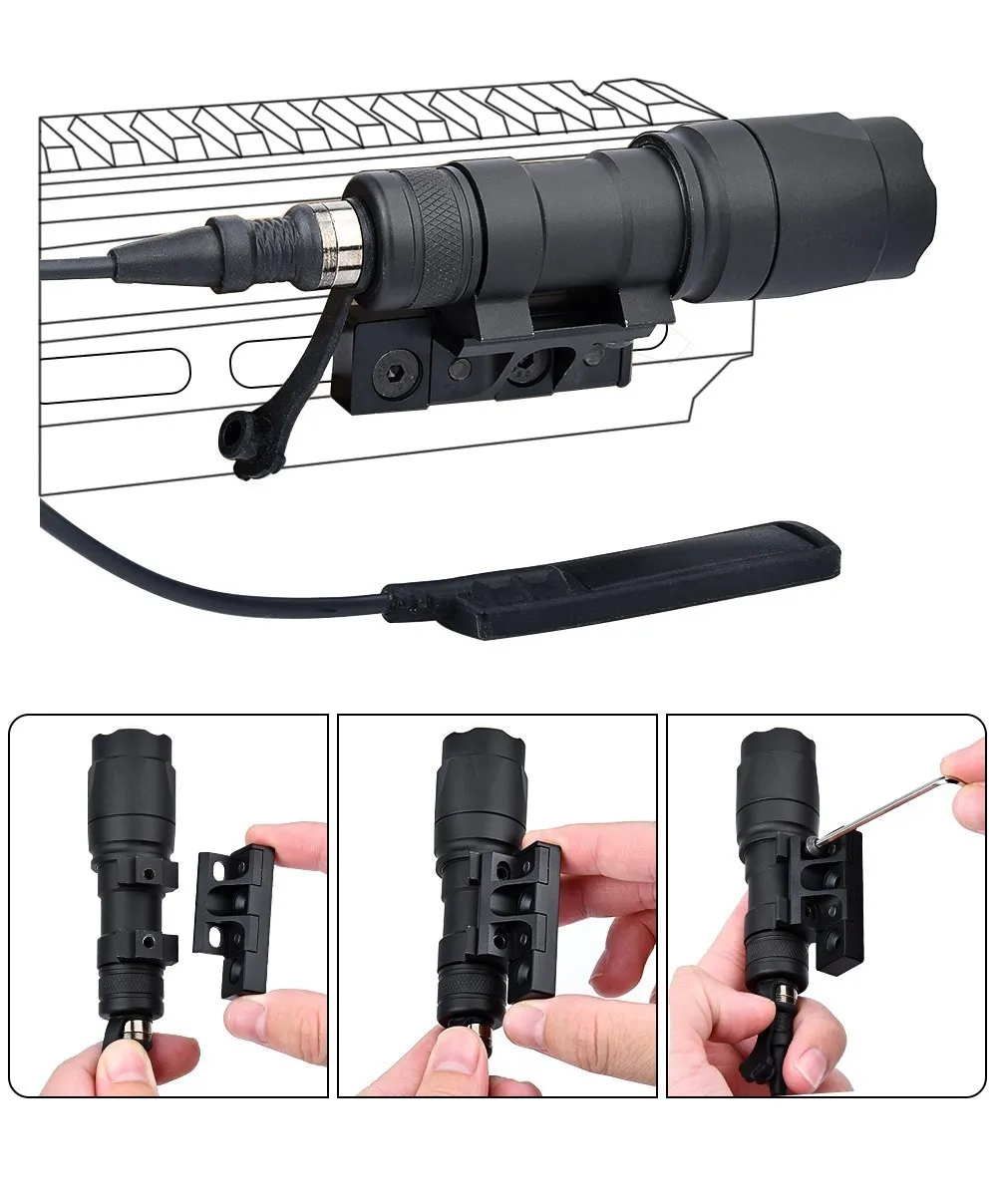 Wadsn-linterna táctica M600 M600C M300A, miniarma de explorador, montaje de luz, aplicar KeyMod, Riel de M-LOK, Base de compensación, lámpara Led de caza - imagen 4