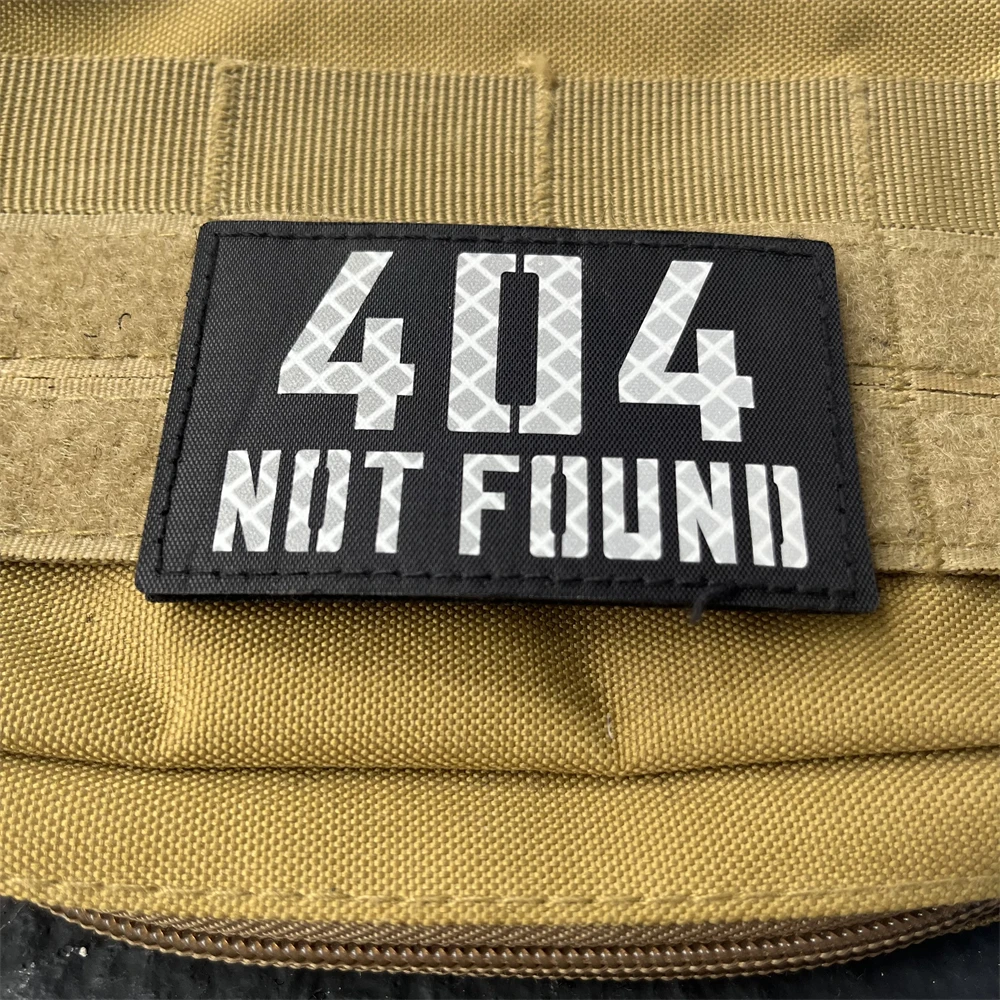 Parches reflectantes de gancho y bucle de mal funcionamiento 404, pegatina para brazalete militar, insignias de reconocimiento nocturno, insignia de moral en mochila, sombrero - imagen 4