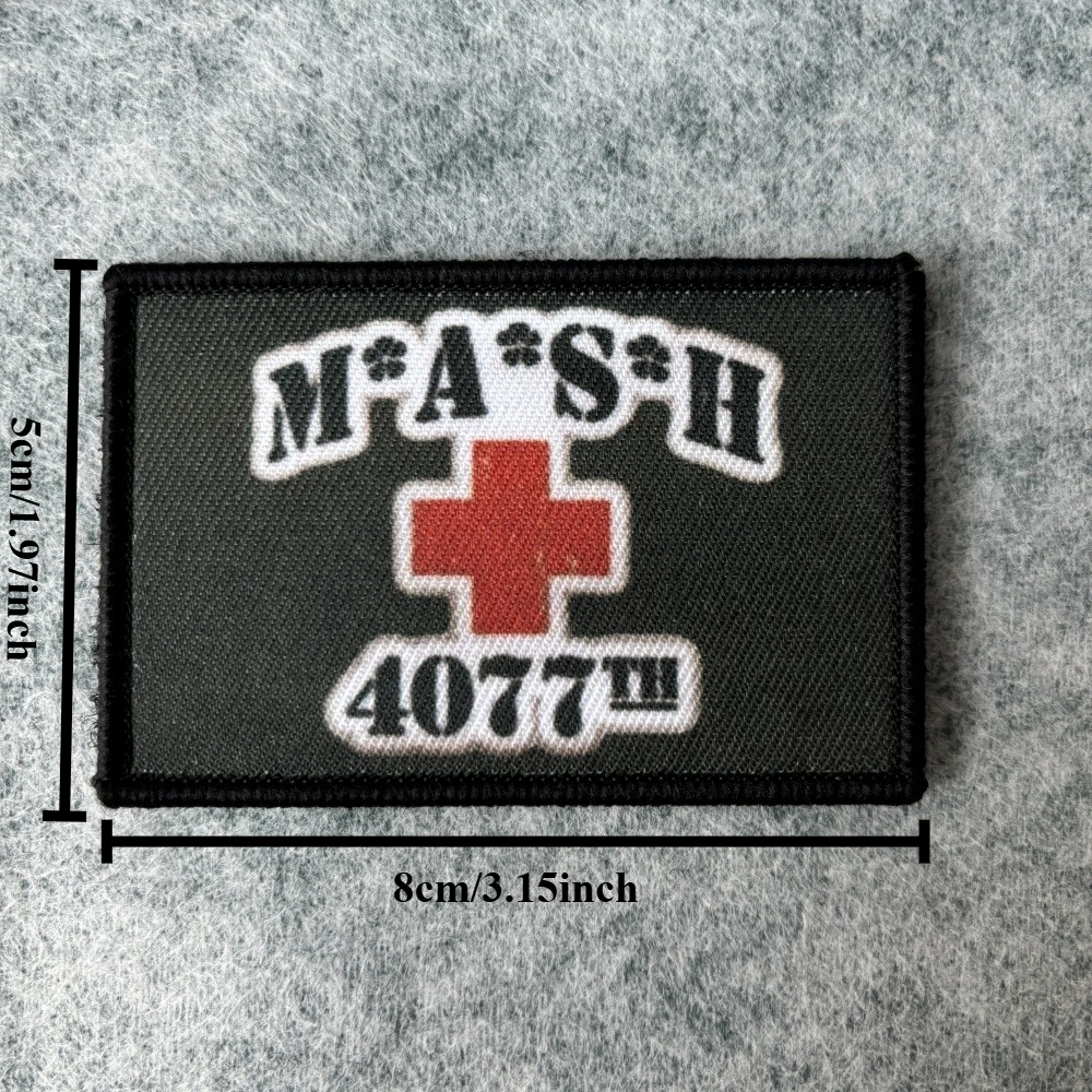 Parche táctico MASH 4077th, emblema de gancho y bucle impreso divertido, insignia de moral militar, brazalete de combate, pegatinas para mochila con escudo Chevron - imagen 4