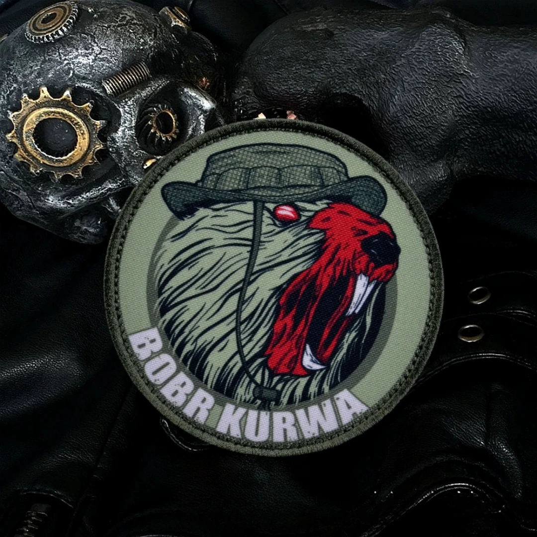 "BOBR KURWA", periféricos de juego, insignia de moral, emblema BOBR, parches tácticos de gancho y bucle, pegatina de impresión decorativa para mochila - imagen 3