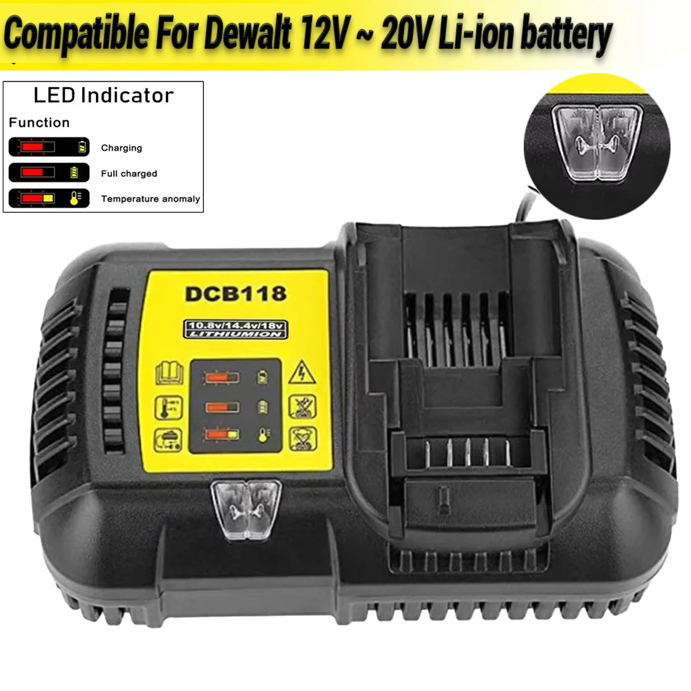 Cargador de batería rápido de 4,5a DCB118 para batería de iones de litio Dewalt 14,4 V 18V 20V DCB180 DCB181 DCB200 DCB203 DCB205 DCB115 DCB105 DCB140 - imagen 2