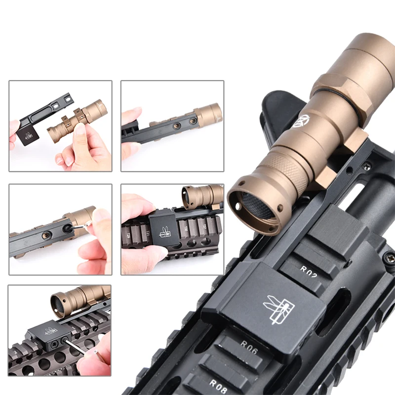 WADSN luz de caza nocturna montaje compensado para Surefire M300 M600 M300V arma exploradora táctica linterna en riel Picatinny Mlok de 20mm - imagen 4