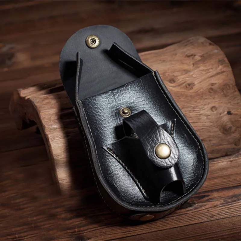 Bolsa de almacenamiento de transporte con bola de acero para tirachinas, color negro/marrón, de cuero hecho a mano, multifuncional, con succión magnética, riñonera integrada - imagen 5