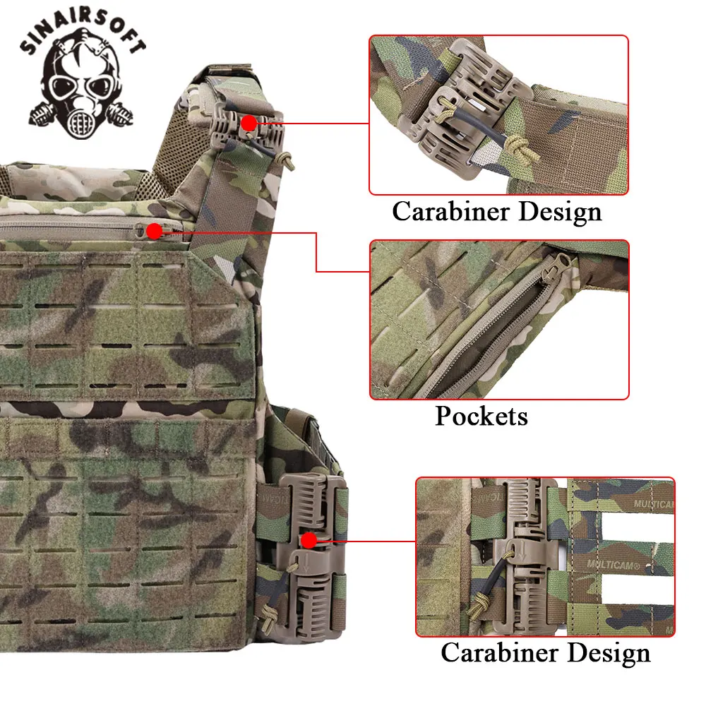 SINAIRSOFT chaleco táctico MOLLE de liberación rápida, sistema de portador de placa, equipo de combate de ajuste rápido, chalecos de caza - imagen 5