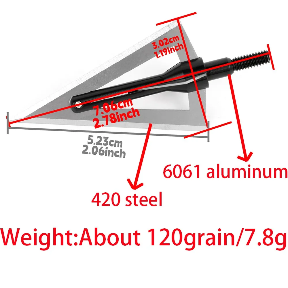 Puntas anchas de hoja afilada para tiro con arco de 120 granos, 6/12 Uds., punta de flecha, puntas atornilladas universales para tiro al aire libre, caza, flechas DIY - imagen 5