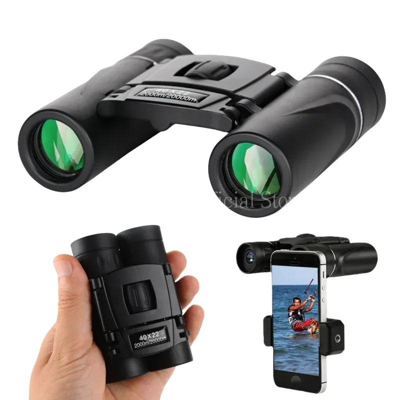 Binoculares potentes HD 40x22, Mini telescopio plegable de largo alcance de 2000M, óptica BAK4 FMC para Deportes de caza, viajes de acampada al aire libre - imagen 2