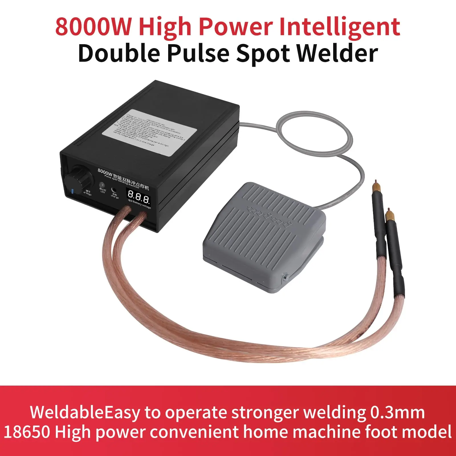 Soldadura por puntos portátil, batería de litio recargable de 8000W, soldadura por puntos 18650 de alta potencia para el hogar, juego completo de soldadura DIY - imagen 5